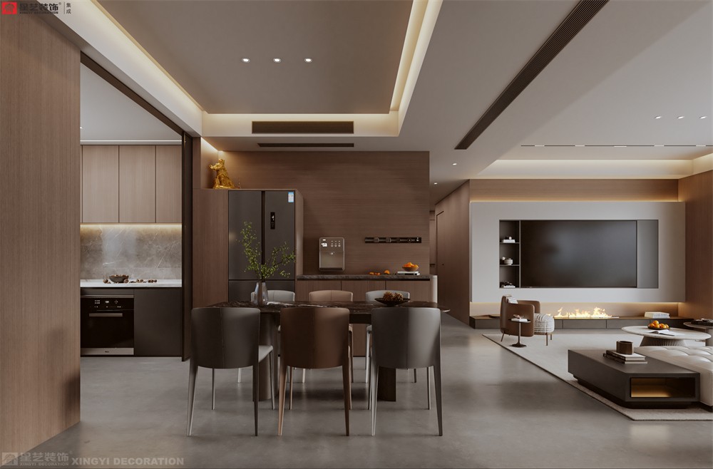 華潤西園潤府143平意式輕奢餐廳裝修效果圖