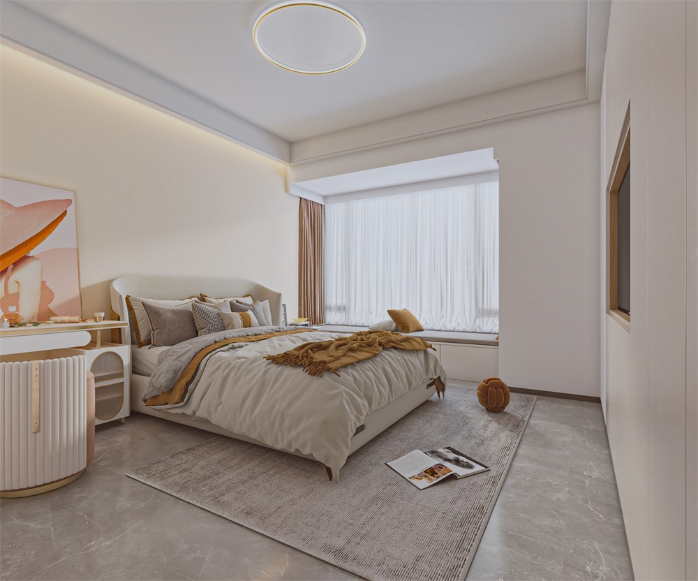 華西茗城90平現(xiàn)代輕奢臥室裝修效果圖