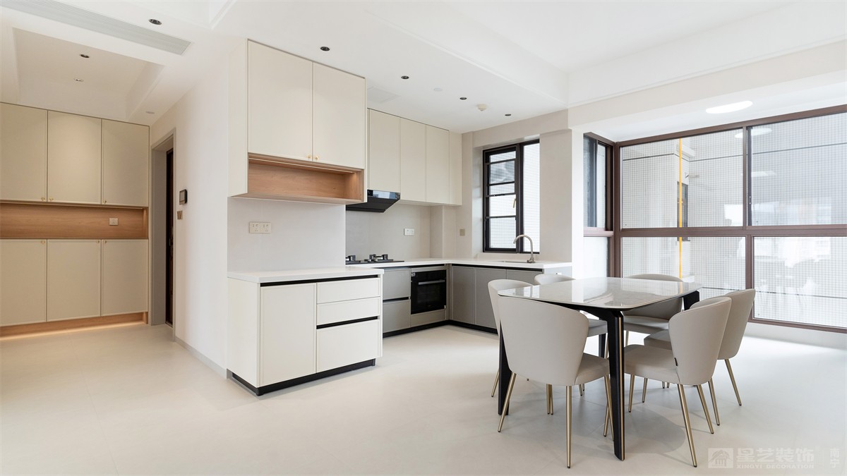 盛科城152平奶油風(fēng)餐廳裝修完工實(shí)景圖